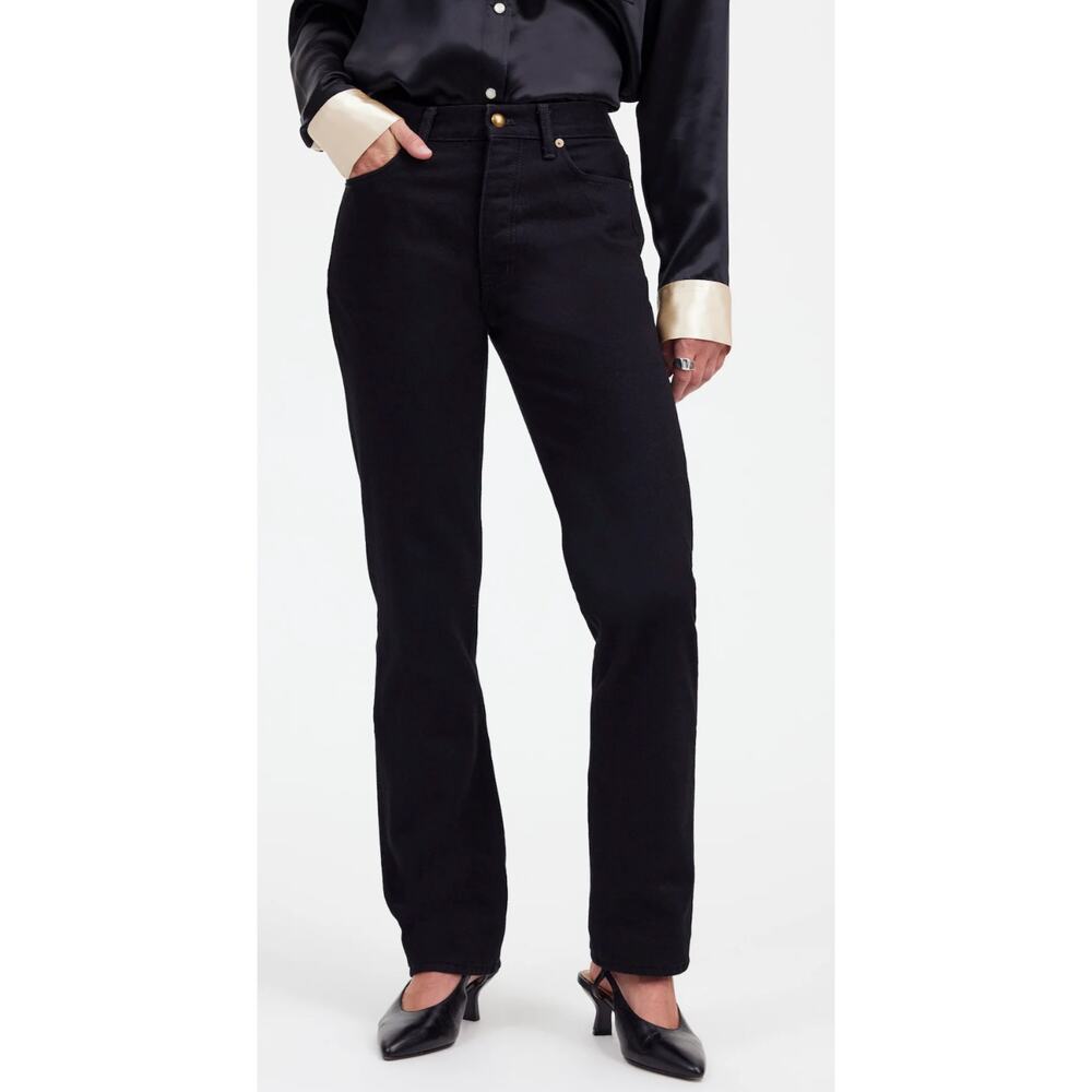 NWT Alexa Chung for‎ Madewell High-Rise Straight Jean in Black Outridge Was, 28